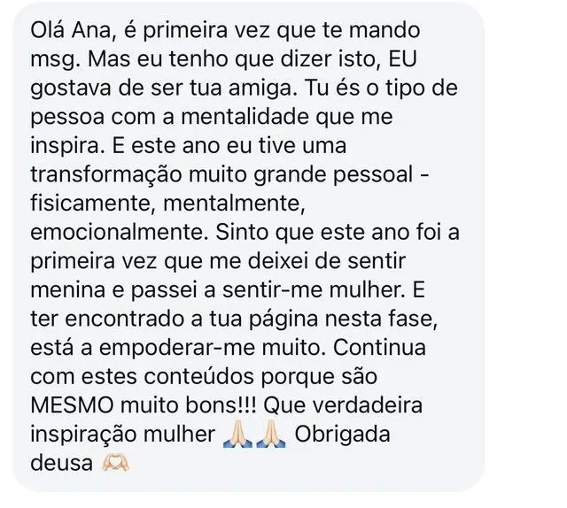 Mensagem de uma seguidora